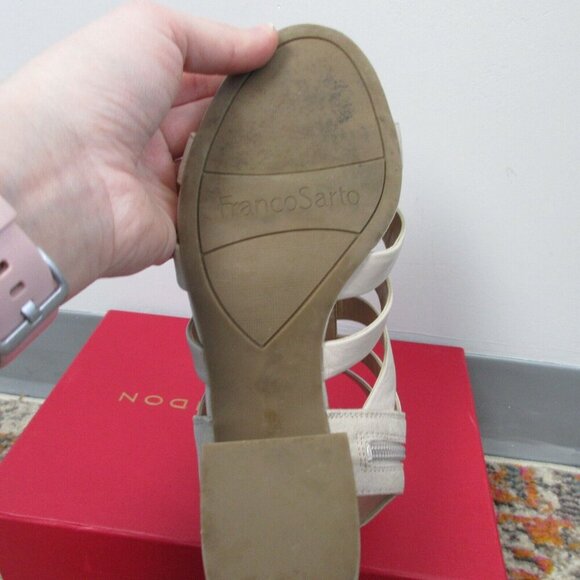 Franco Sarto L-Mesa Women Leather Strappy Open Toe Sandals Size 7 Taupe Heel 558 - Picture 6 of 10